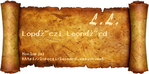 Lopóczi Leonárd névjegykártya